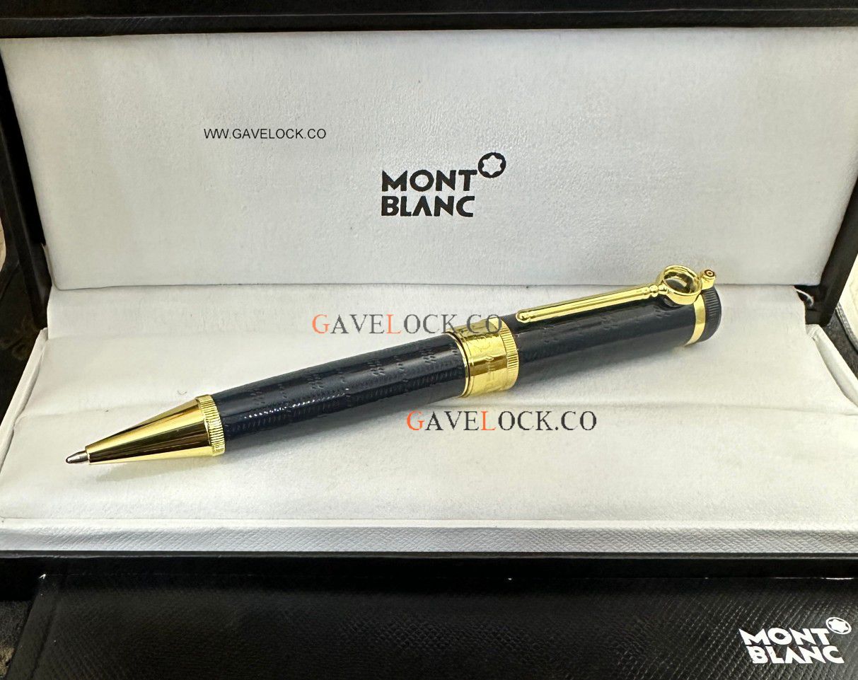 AAA Copy Montblanc Sir Arthur Conan Doyle Ballpoint pen Dark Blue&Gold